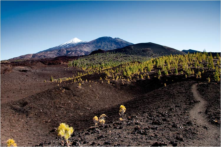 Unwirklicher Landschaften mit vulkanischem Boden
