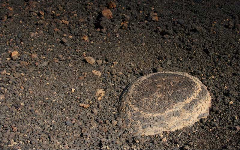 Eine  Bombe, Stein der vom Vulkan ausgespukt wurde