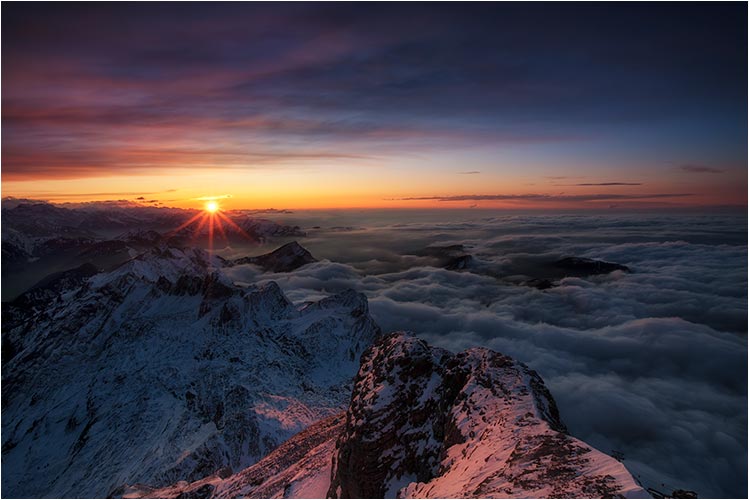 Dezember. Sonnenuntergang. Säntisblick