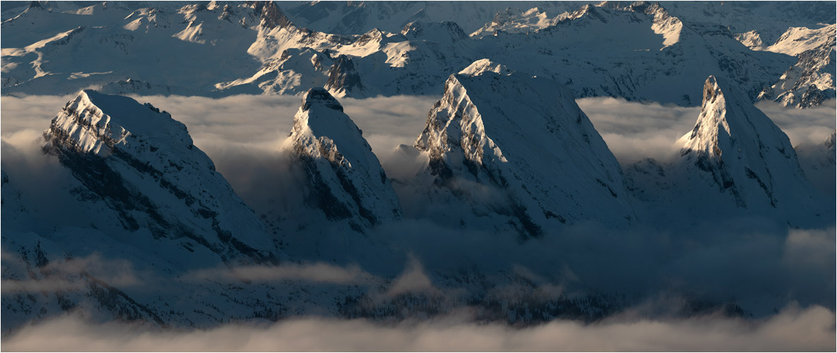 Januar. Vier von der Churfirsten. Säntisblick