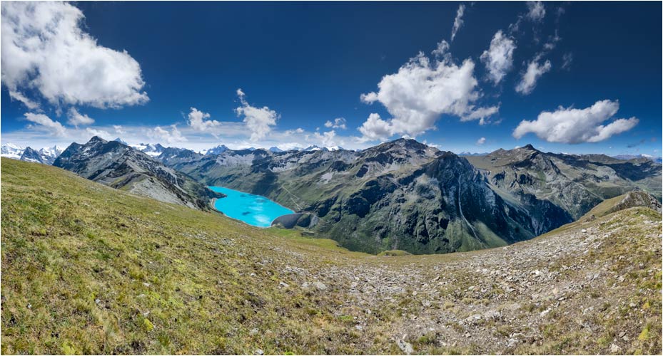 Blick auf dem Moiry-Stausee