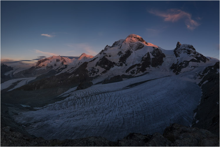 Das Breithorn (4164 m ü M) und das Kleine Matterhorn (3883 m ü M)