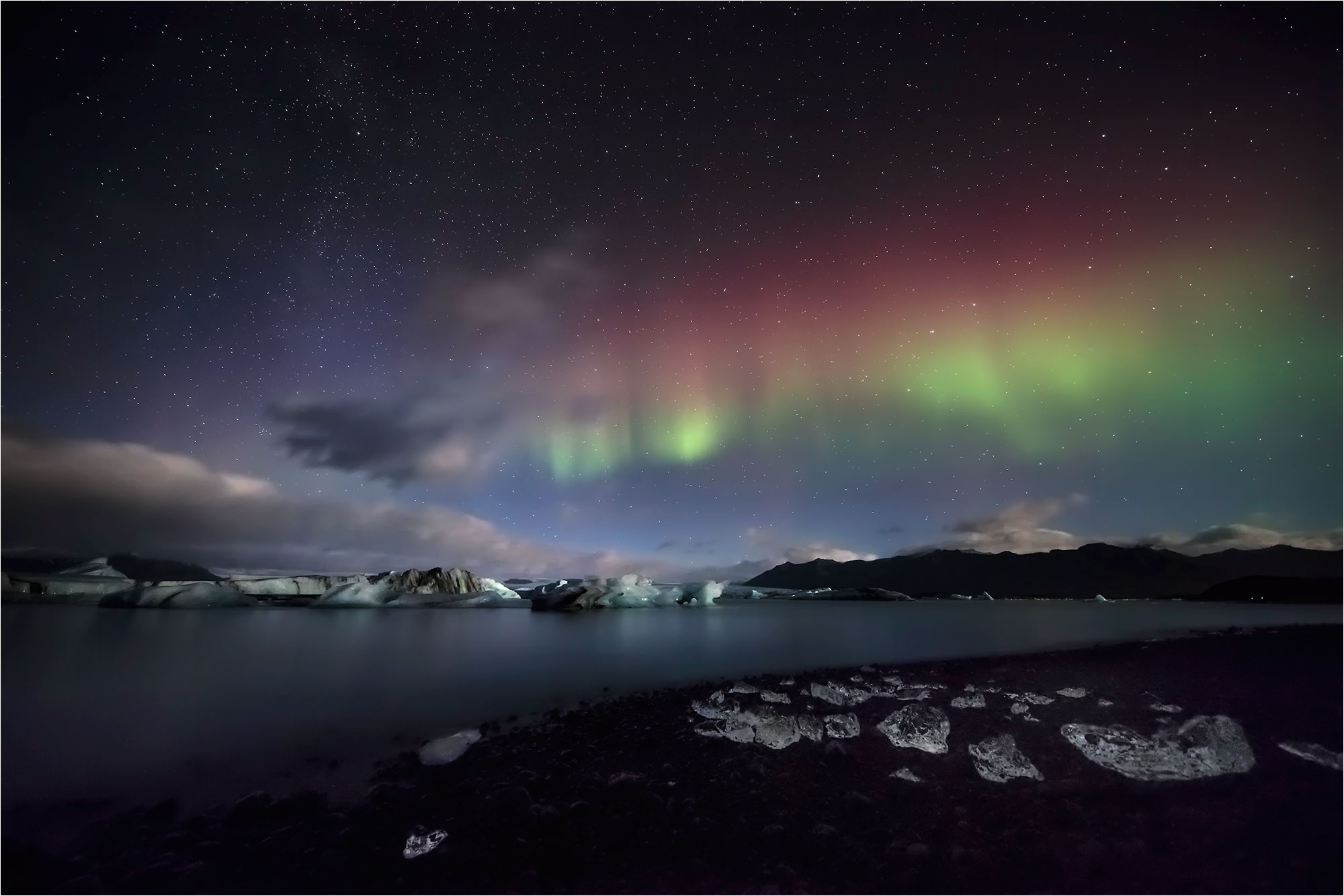 Polarlicht an der Ice lagoon