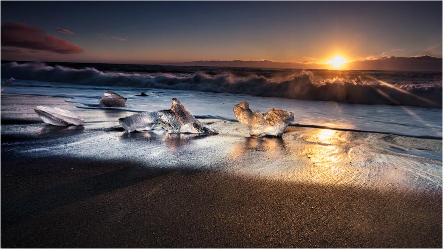 Eisblöcke im Morgenlicht