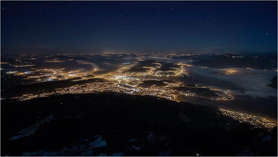 Stadt Luzern, aus dem Pilatus fotografiert