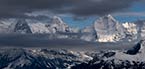 Eiger Mönch und Jungfrau haben sich am Abend kurz gezeigt. Standort: Niederhorn