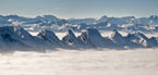 Die Churfirsten ragen aus dem  Nebelmeer, Blick aus dem Säntis, 2500m üM 